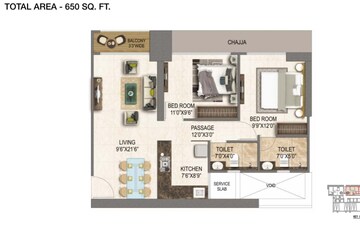 Floor Plan in 2 BHK Apartment at Kandivali West – for Sale