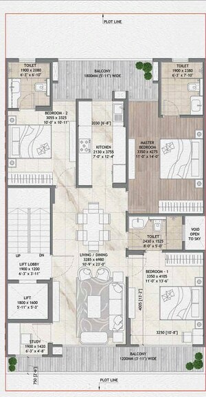 Floor Plan in 3 BHK Builder Floor at Signature Global Daxin Vistas, Bhondsi – for Sale