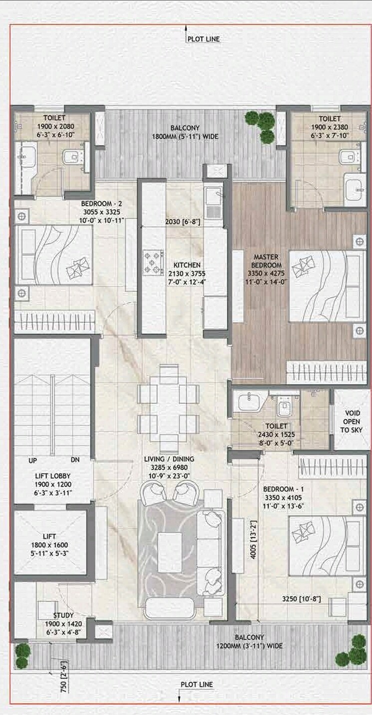 Floor Plan, signature-global-daxin-vistas 3 Bedroom 1550 Sq.Ft. Builder Floor In Bhondsi Gurgaon 9571979