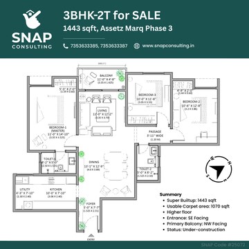 Floor Plan in 3 BHK Apartment at Assetz Marq, Whitefield – for Sale