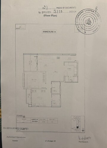 Floor Plan in 2 BHK Apartment at Keya Homes The Green Terraces, Electronic City Phase I – for Sale