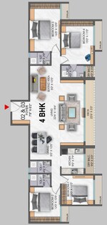 4 BHK 2600 Sq.Ft. Apartment in Neelkamal Gokul