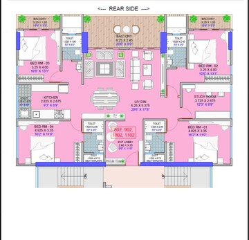 Floor Plan in 4 BHK Apartment at Fortune Prashanti CHS, Erandwane – for Sale