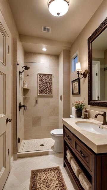 Bathroom in 3 BHK Apartment at Lower Parel – for Rent