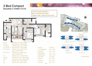 Floor Plan in 2 BHK Apartment at Eden Park At The Prestige City, Sarjapur Road – for Sale