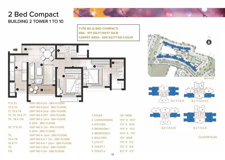 Floor Plan, eden-park-at-the-prestige-city 2 Bedroom 974 Sq.Ft. Apartment In Sarjapur Road Bangalore 9578087