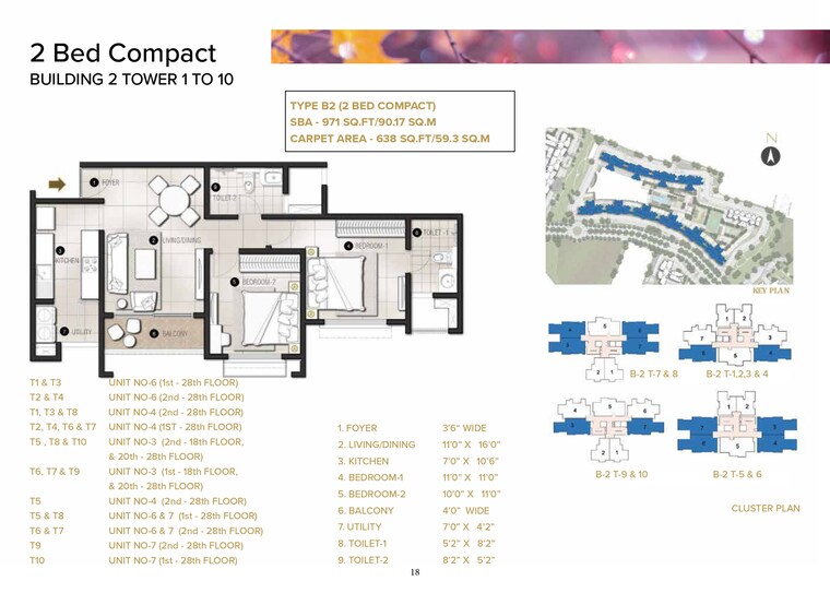 Floor Plan, eden-park-at-the-prestige-city 2 Bedroom 974 Sq.Ft. Apartment In Sarjapur Road Bangalore 9578087