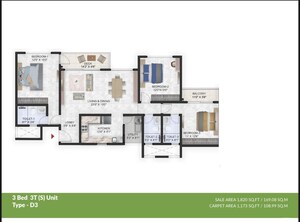 Floor Plan in 4 BHK Apartment at Prestige Park Grove, Whitefield – for Sale