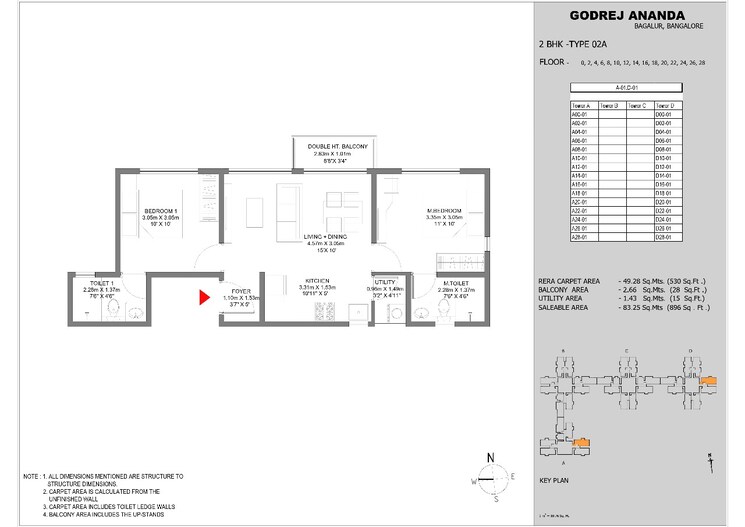 Floor Plan, godrej-ananda 2 Bedroom 896 Sq.Ft. Apartment In Bagaluru Bangalore 9578895