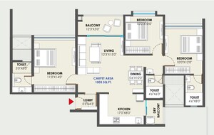 Floor Plan in 3 BHK Apartment at Wakad – for Sale