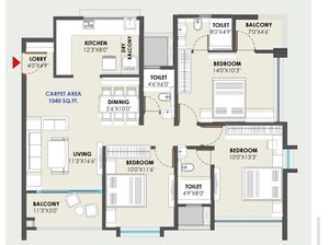 Floor Plan in 3 BHK Apartment at Wakad – for Sale