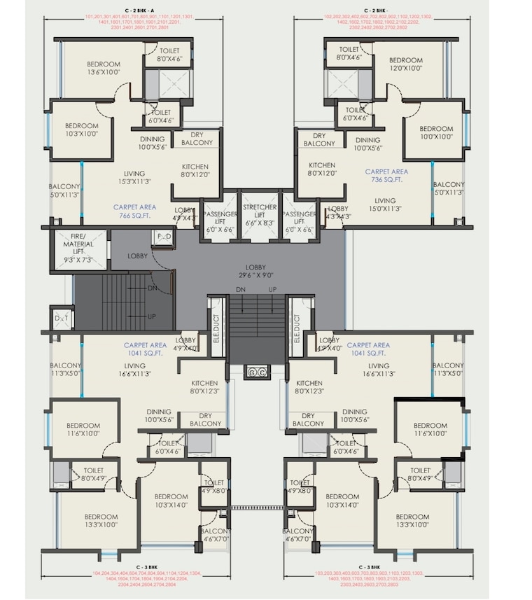 Floor Plan, wakad 3 Bedroom 1040 Sq.Ft. Apartment In Wakad Pune 9578933