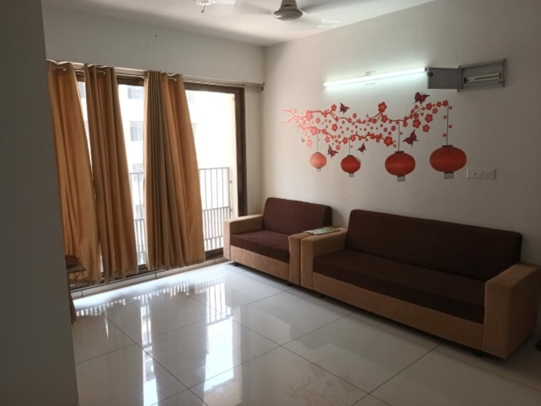 Living Room, basil-skyline 3 Bedroom 1300 Sq.Ft. Apartment In Tragad Ahmedabad 9581442