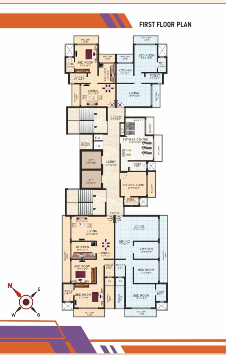 Floor Plan, rishikesh-heights 2 Bedroom 1240 Sq.Ft. Apartment In Taloja Navi Mumbai 9589143