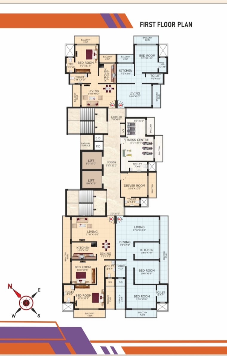 Floor Plan, rishikesh-heights 2 Bedroom 1240 Sq.Ft. Apartment In Taloja Navi Mumbai 9589143