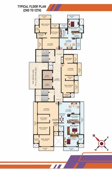 Floor Plan in 2 BHK Apartment at Rishikesh Heights, Taloja – for Sale