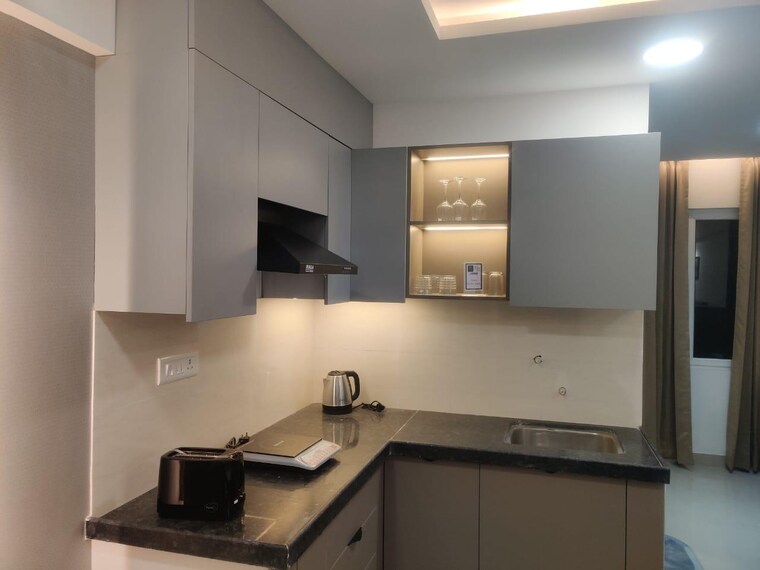 Kitchen, okay-plus-solitaire-suites Studio 421 Sq.Ft. Apartment In Ramnagariya Jaipur 9589892
