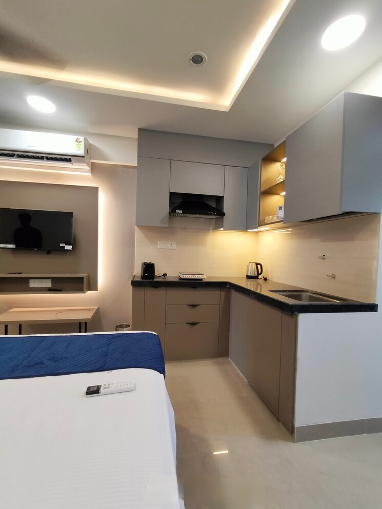 Kitchen, okay-plus-solitaire-suites Studio 421 Sq.Ft. Apartment In Ramnagariya Jaipur 9589892