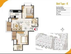 Floor Plan in 3 BHK Apartment at Prestige Primrose Hills, Banashankari 6th Stage – for Rent