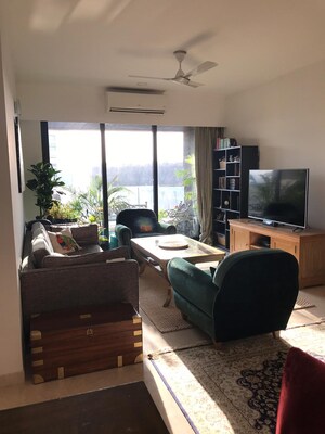 Living Room in 4 BHK Apartment at Rustomjee Oriana, Bandra East – for Rent