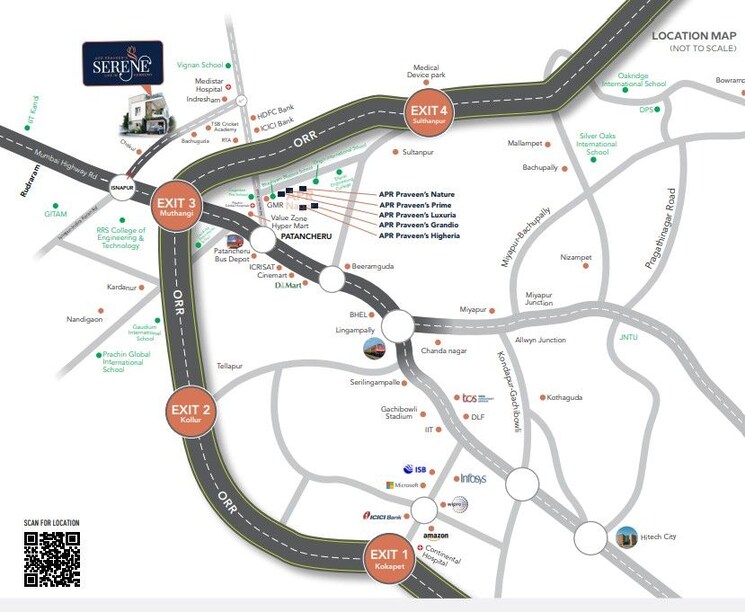 Map Location, apr-praveens-serene 3 Bedroom 2120 Sq.Ft. Villa In Chitkul Hyderabad 9596297