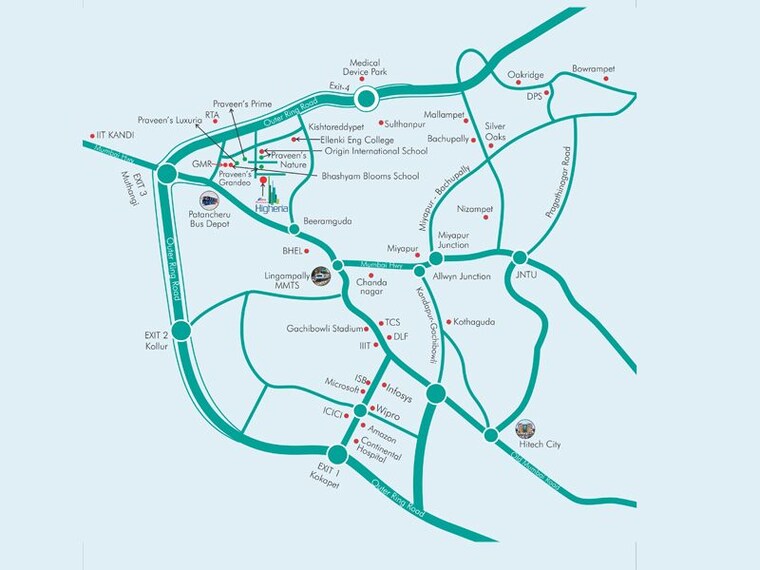 Map Location, apr-praveens-higheria 3 Bedroom 1675 Sq.Ft. Apartment In Peeranchuruvu Hyderabad 9596468