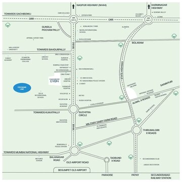 3 BHK Apartment – Map Location View at Casagrand Evon, Kompally - for Sale