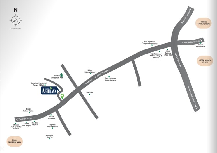 Map Location, salarpuria-sattva-ashraya 2 Bedroom 785 Sq.Ft. Apartment In Bidadi Bangalore 9596657