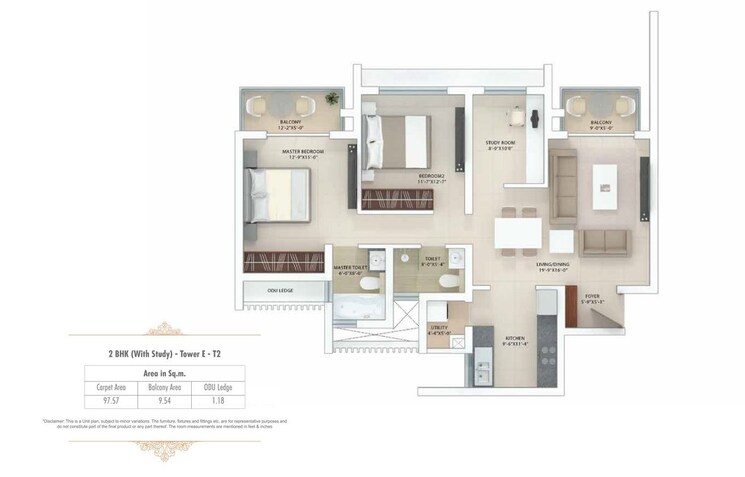 Floor Plan, tata-gurgaon-gateway 2.5 Bedroom 1580 Sq.Ft. Apartment In Sector 112 Gurgaon 9596689