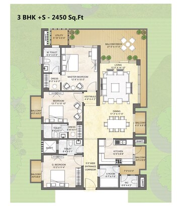 Floor Plan in 3.5 BHK Apartment at Puri Emerald Bay, Sector 104 – for Sale