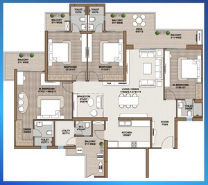 Floor Plan in 4 BHK Apartment at Smart World One DXP, Sector 113 – for Sale