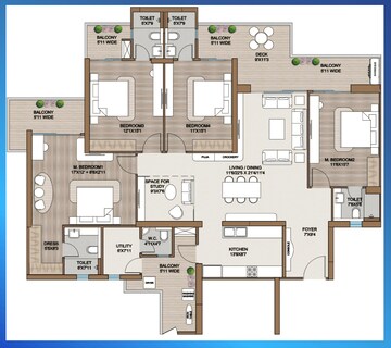 Floor Plan in 4 BHK Apartment at Smart World One DXP, Sector 113 – for Sale