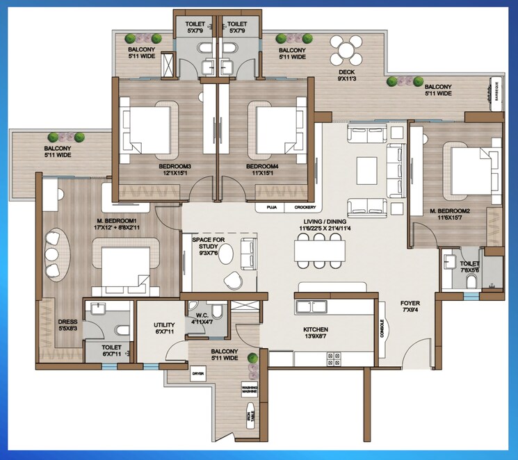 Floor Plan, smart-world-one-dxp 4 Bedroom 3055 Sq.Ft. Apartment In Sector 113 Gurgaon 9597892