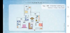 Floor Plan in 3 BHK Apartment at Nirala Estate, Tech Zone 4 Greater Noida – for Sale