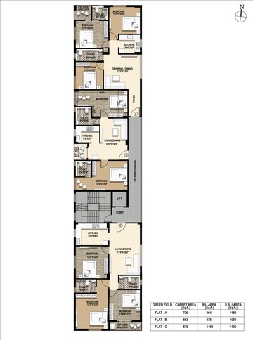 Floor Plan in 3 BHK Apartment at Jyoti Nagar – for Sale