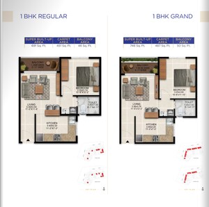 Floor Plan in 1 BHK Apartment at Raja Rajeshwari Nagar – for Sale