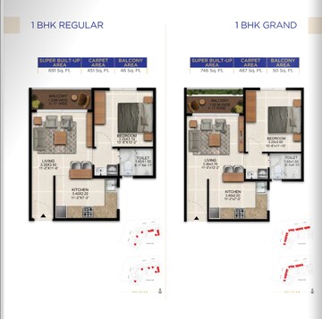 Floor Plan in 1 BHK Apartment at Raja Rajeshwari Nagar – for Sale