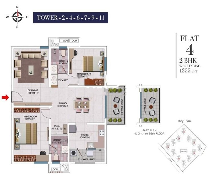 Floor Plan, my-home-sayuk 2 Bedroom 956 Sq.Ft. Apartment In Tellapur Hyderabad 9600554