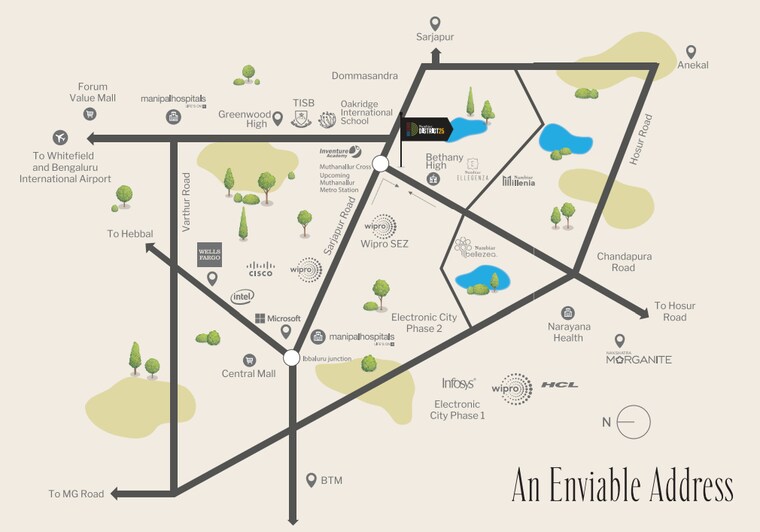 Map Location, nambiar-district-25 2 Bedroom 1375 Sq.Ft. Apartment In Dommasandra Bangalore 9600842