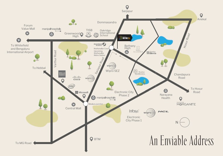 Map Location, nambiar-district-25 2 Bedroom 1375 Sq.Ft. Apartment In Dommasandra Bangalore 9600842