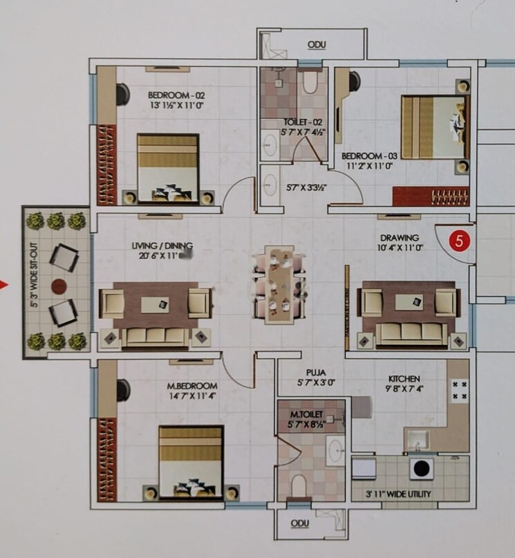 Floor Plan, my-home-sayuk 2.5 Bedroom 1102 Sq.Ft. Apartment In Tellapur Hyderabad 9600862