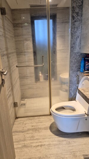 Bathroom in 3 BHK Apartment at Rustomjee Paramount, Khar West – for Rent