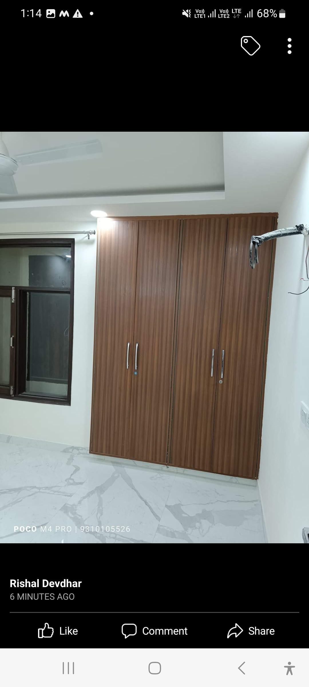 1 BHK Builder Floor For Rent in Freedom Fighter Enclave S