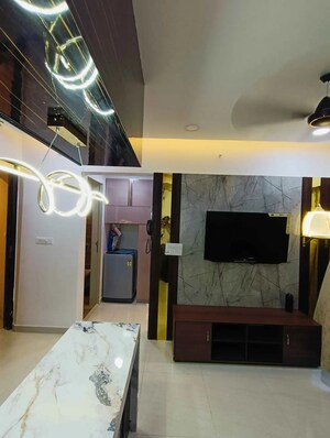 Living Room in 1 BHK Apartment at Lodha Crown Quality Homes, Majiwada – for Rent