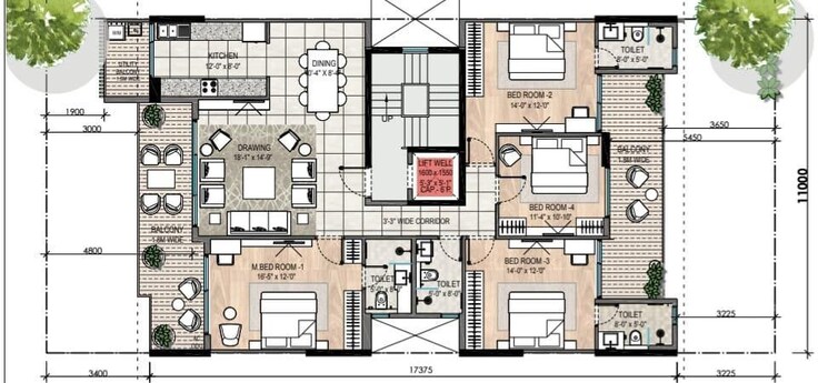 Floor Plan, dlf-garden-city-independent-floors 4 Bedroom 250 Sq.Yd. Builder Floor In Sector 92 Gurgaon 9603956