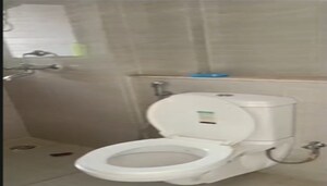 Bathroom in 1 BHK Apartment at Runwal Gardens, Dombivli East – for Rent