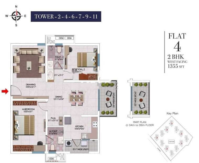 Floor Plan, my-home-sayuk 2 Bedroom 954 Sq.Ft. Apartment In Tellapur Hyderabad 9605233