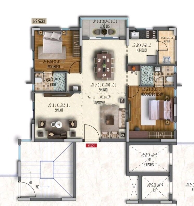 Floor Plan, hallmark-skyrena 2 Bedroom 932 Sq.Ft. Apartment In Narsingi Hyderabad 9605514