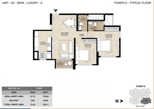 Floor Plan in 2 BHK Apartment at Mahindra Marina 64, Malad West – for Sale