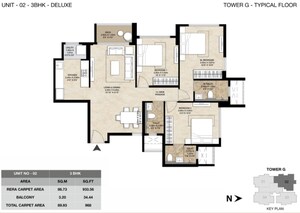 Floor Plan in 2 BHK Apartment at Mahindra Marina 64, Malad West – for Sale
